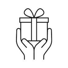 Zwei Hände halten ein Geschenk-Icon