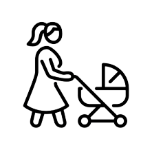 Frau mit Kinderwagen-Icon