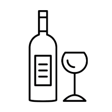 Weinflasche mit Glas-Icon