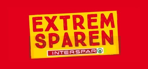 Text auf rotem Hintergrund: Extrem sparen