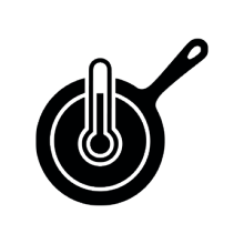 Icon, das die Pflege einer Gusseisenpfanne beschreibt