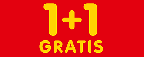 Sujet mit der Aufschrift "1 + 1 Gratis"