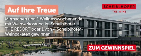Sujet zum "Treuepromo"-Gewinnspiel 2026 mit Scheiblhofer