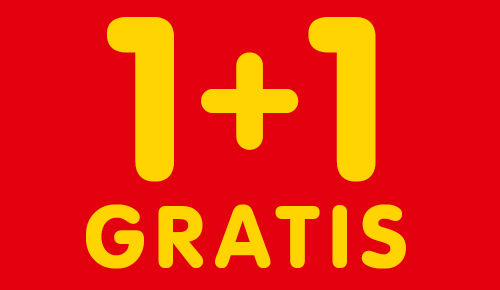 Sujet mit der Aufschrift "1 + 1 Gratis"