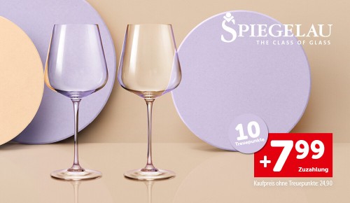 Zwei Rotweingläser und die Aufschrift "10 Treuepunkte. +7,99€ Zuzahlung. Kaufpreis ohne Treuepunkte: 24,90€"
