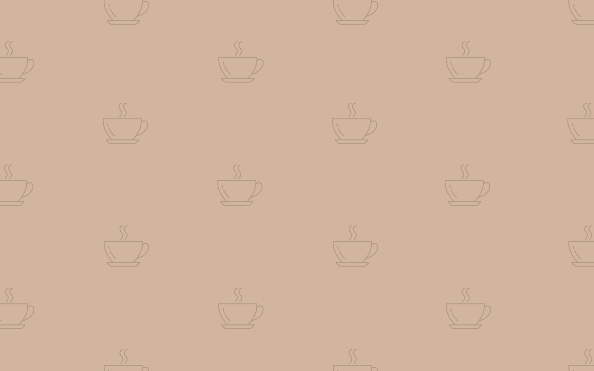 Viele kleine Tassen-Icons auf einem hellbrauen Hintergrund