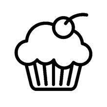 Muffin oder Cupcake mit einer Kirsche-Icon