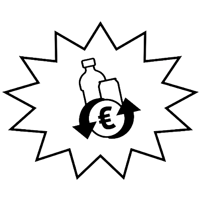 Schwarzes Pfand-Rückgabe-Logo