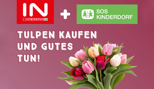 Aktion von INTERSPAR und SOS Kinderdorf mit Tulpen