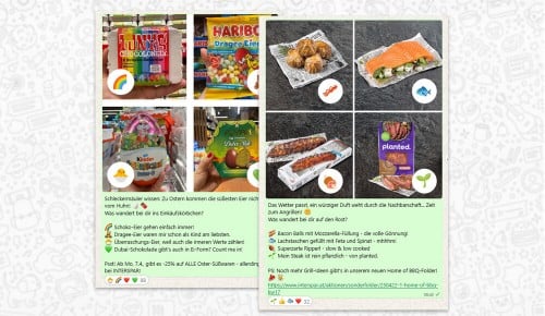 Beispiele für Inhalte auf dem INTERSPAR-WhatsApp-Kanal