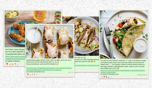 Beispiele für Inhalte auf dem INTERSPAR-WhatsApp-Kanal