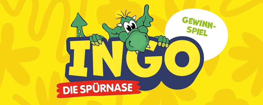 INGO Sujet mit der Aufschrift "INGO die Spürnase. Gewinnspiel"