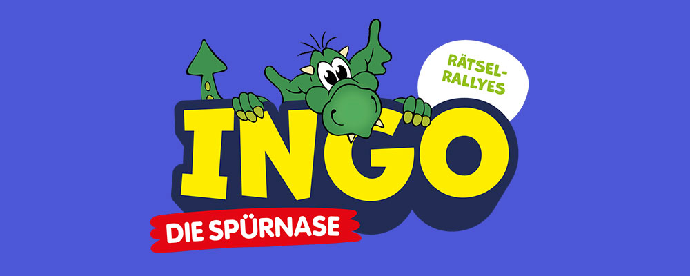 INGO-Grafik mit dem Aufdruck "INGO die Spürnase. Rätselrallyes"