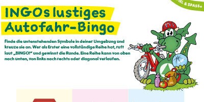 Vorlage für ein lustiges Autofahr-Bingo