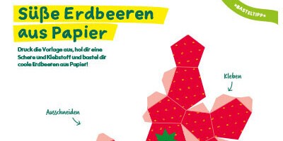 Anleitung zum Basteln einer Erdbeere aus Papier