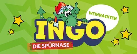 INGO-Banner mit der Aufschrift "INGO die Spürnase. Weihnachten"