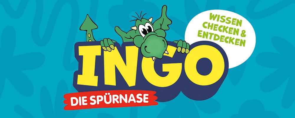 INGO-Banner mit der Aufschrift "INGO die Spürnase. Wissenm Checken & Entdecken"