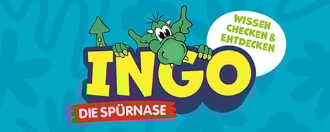 INGO-Banner mit der Aufschrift "INGO die Spürnase. Wissenm Checken & Entdecken"