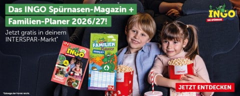Das INGO Spürnasen-Magazin + Familienplaner 2026/27 jetzt gratis in deinem INTERSPAR-Markt
