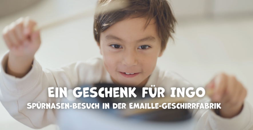 Ein Geschenk für INGO - Spürnasen-Besuch in der Emaille-Geschirrfabrik