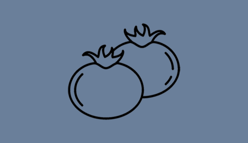 Ein Tomaten-Icon auf einem blauen Hintergrund