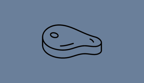 Ein Steak-Icon auf einem blauen Hintergrund