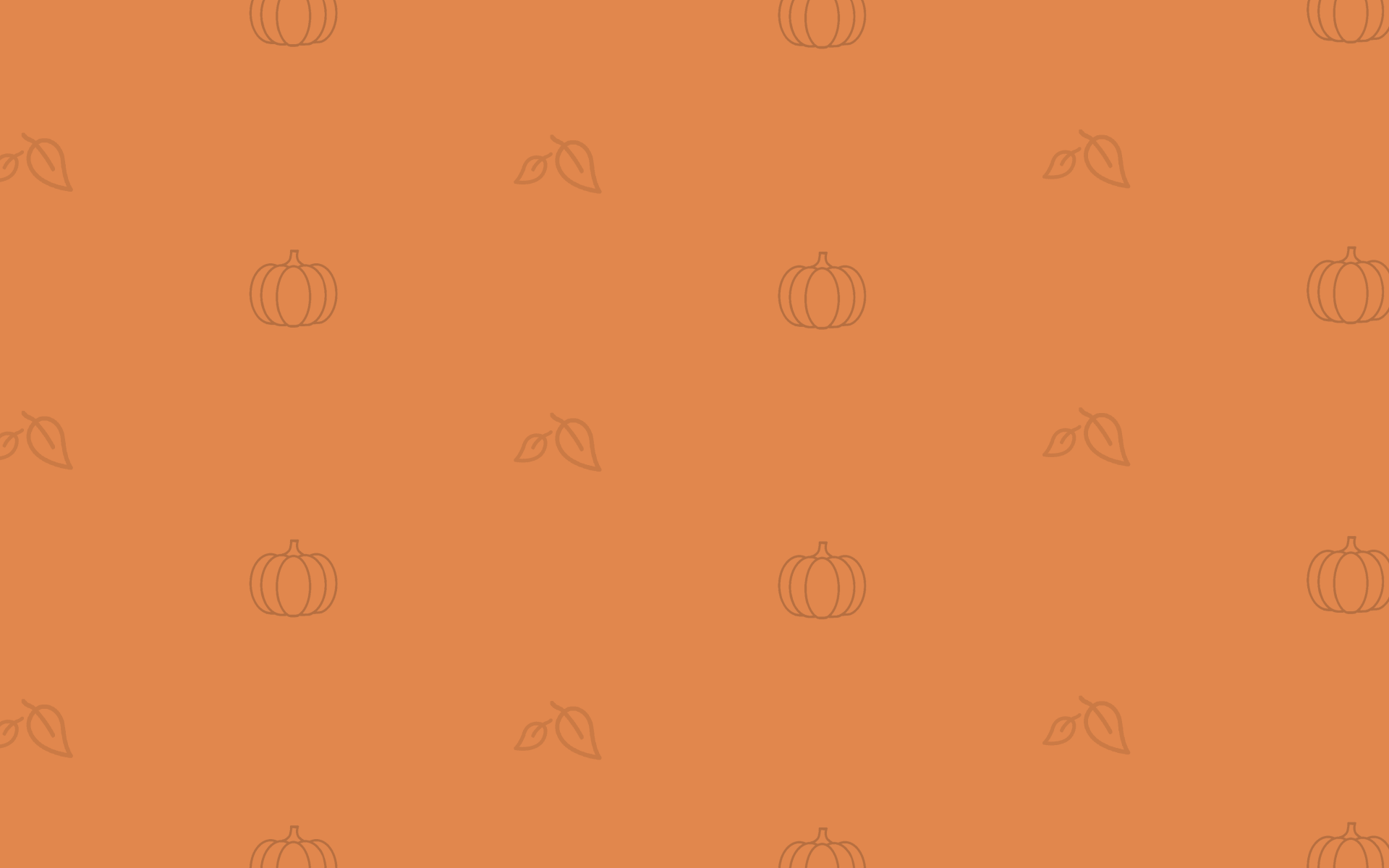 Viele kleine Laub- und Kürbis-Icons auf einem orangenen Hintergrund