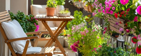 Gärtnern im Blumentopf und Pflanztrog für Gartengestaltung am Balkon und auf der Terrasse