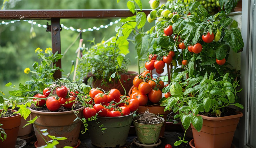 Gärtnern im Blumentopf und Pflanztrog für Gartengestaltung am Balkon und auf der Terrasse
