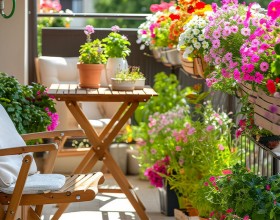 Gärtnern im Blumentopf und Pflanztrog für Gartengestaltung am Balkon und auf der Terrasse