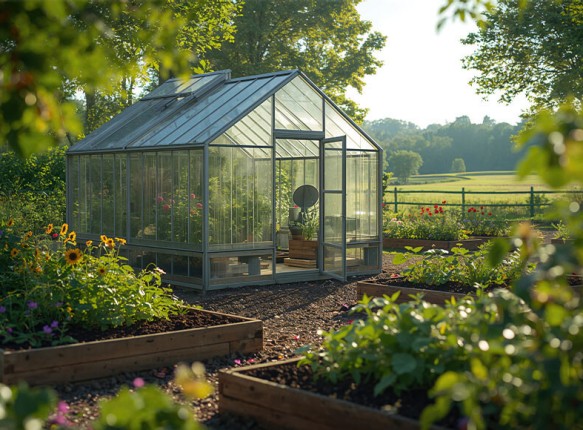 Gärtnern im erhöhten Beet und Hochbeet mit Gartenwerkzeug und Pflanzen
