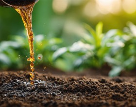 Pflanzenbewässerung und Pflanzendüngung mit Gartenschlauch oder Gießkanne