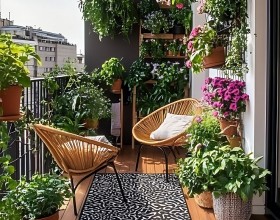 Gärtnern im Blumentopf und Pflanztrog für Gartengestaltung am Balkon und auf der Terrasse