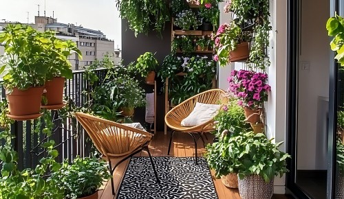 Gärtnern im Blumentopf und Pflanztrog für Gartengestaltung am Balkon und auf der Terrasse