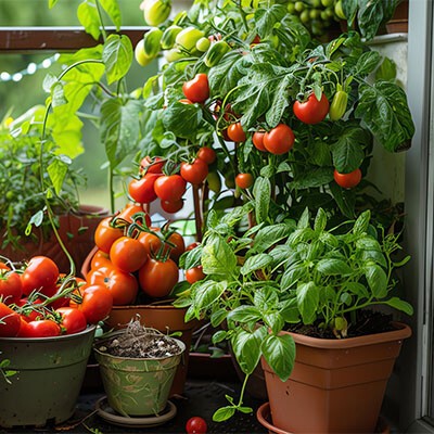 Gärtnern im Blumentopf und Pflanztrog für Gartengestaltung am Balkon und auf der Terrasse