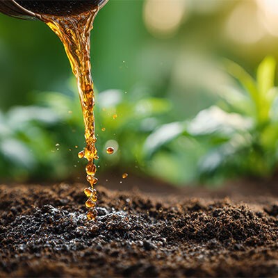 Pflanzenbewässerung und Pflanzendüngung mit Gartenschlauch oder Gießkanne