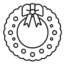 Ein Icon, das für einen Kranz mit Schleife steht