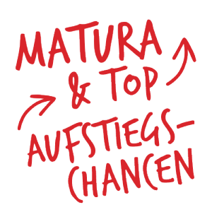 Sujet mit der Aufschrift: "Matura & Top Aufstiegschancen."