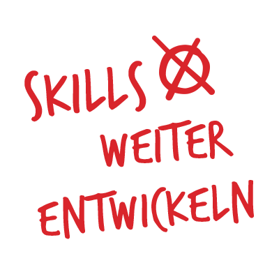Sujet mit der Aufschrift: "Skills weiter entwickeln."