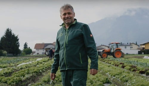 Ein Mann vom Gemüsebau Winklhofer in einem Gemüsefeld