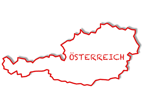 Umriss und Aufschrift des Landes "Österreich"