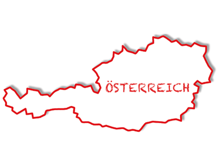 Umriss und Aufschrift des Landes "Österreich"