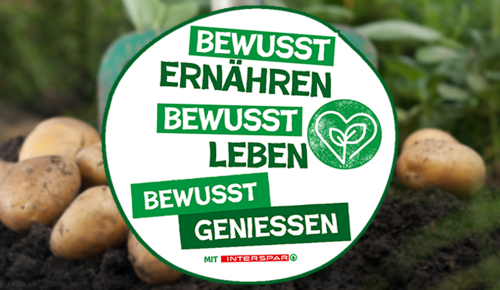 "Bewusst ernähren,  bewusst leben, bewusst geniessen mit INTERSPAR"-Bubble