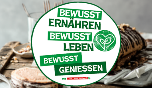"Bewusst ernähren,  bewusst leben, bewusst geniessen mit INTERSPAR"-Bubble