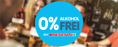 Sujet zum Thema "Alkoholfrei" mit der Aufschrift "Bewusst alkoholfrei ernähren mit INTERSPAR"