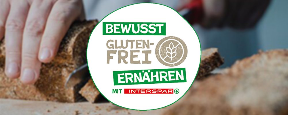 Sujet zum Thema "Glutenfrei" mit der Aufschrift "Bewusst glutenfrei ernähren mit INTERSPAR"