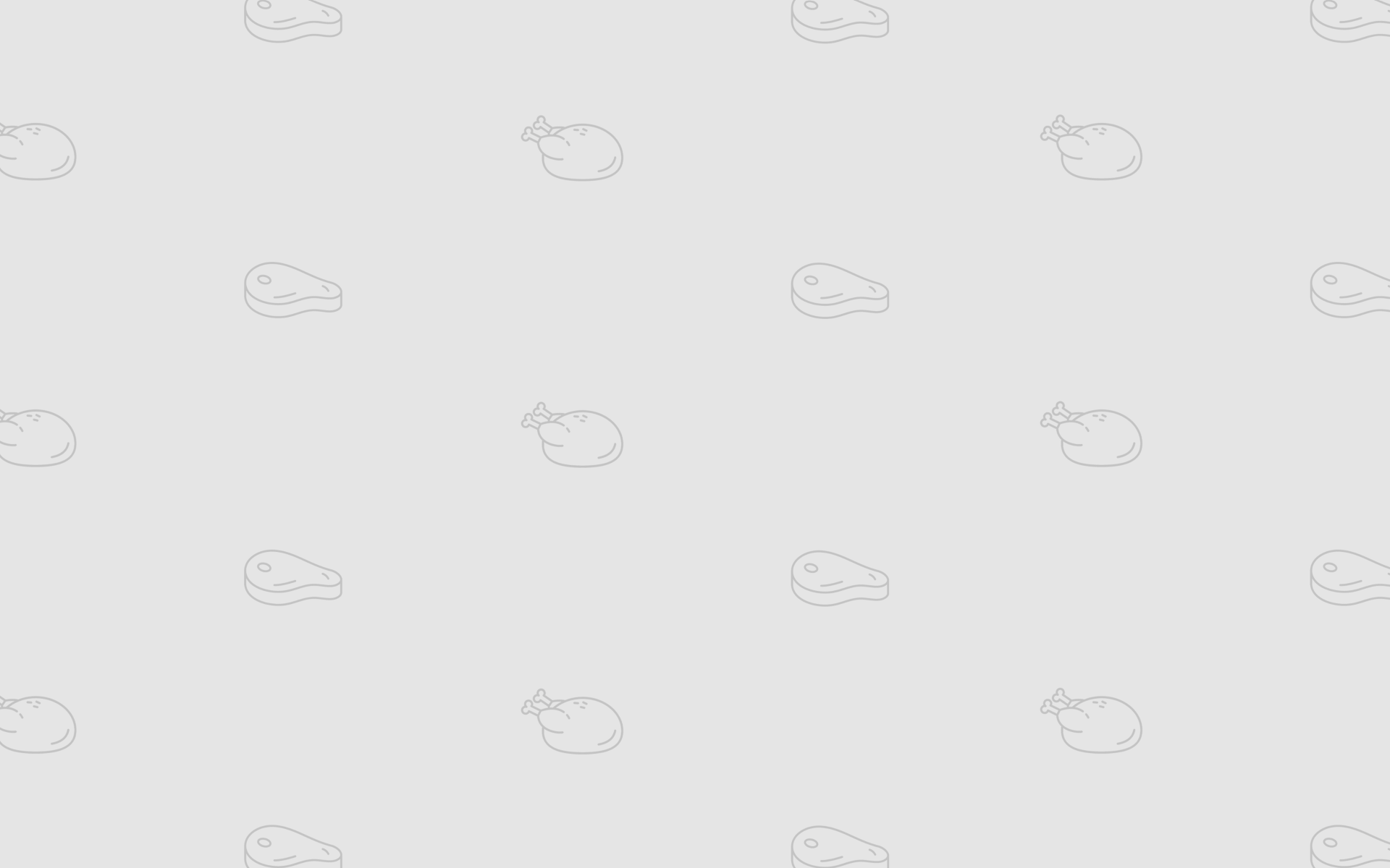 Viele kleine Steak- und Hühnchen-Icons auf einem hellgrauen Hintergrund