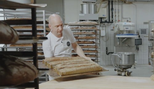 Mehrere vollkornige Dinkelkästen kommen frisch gebacken aus dem Ofen