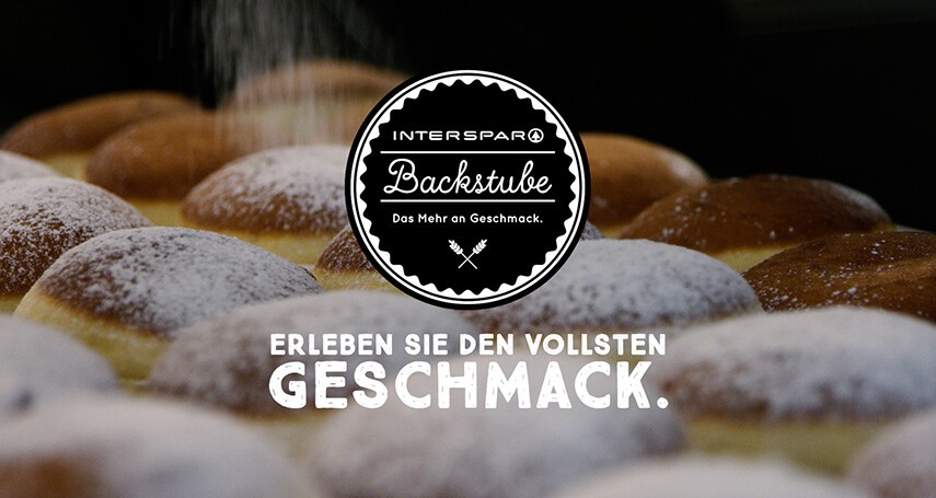 Thumbnail für das Krapfenvideo mit dem Logo der INTERSPAR Backstube