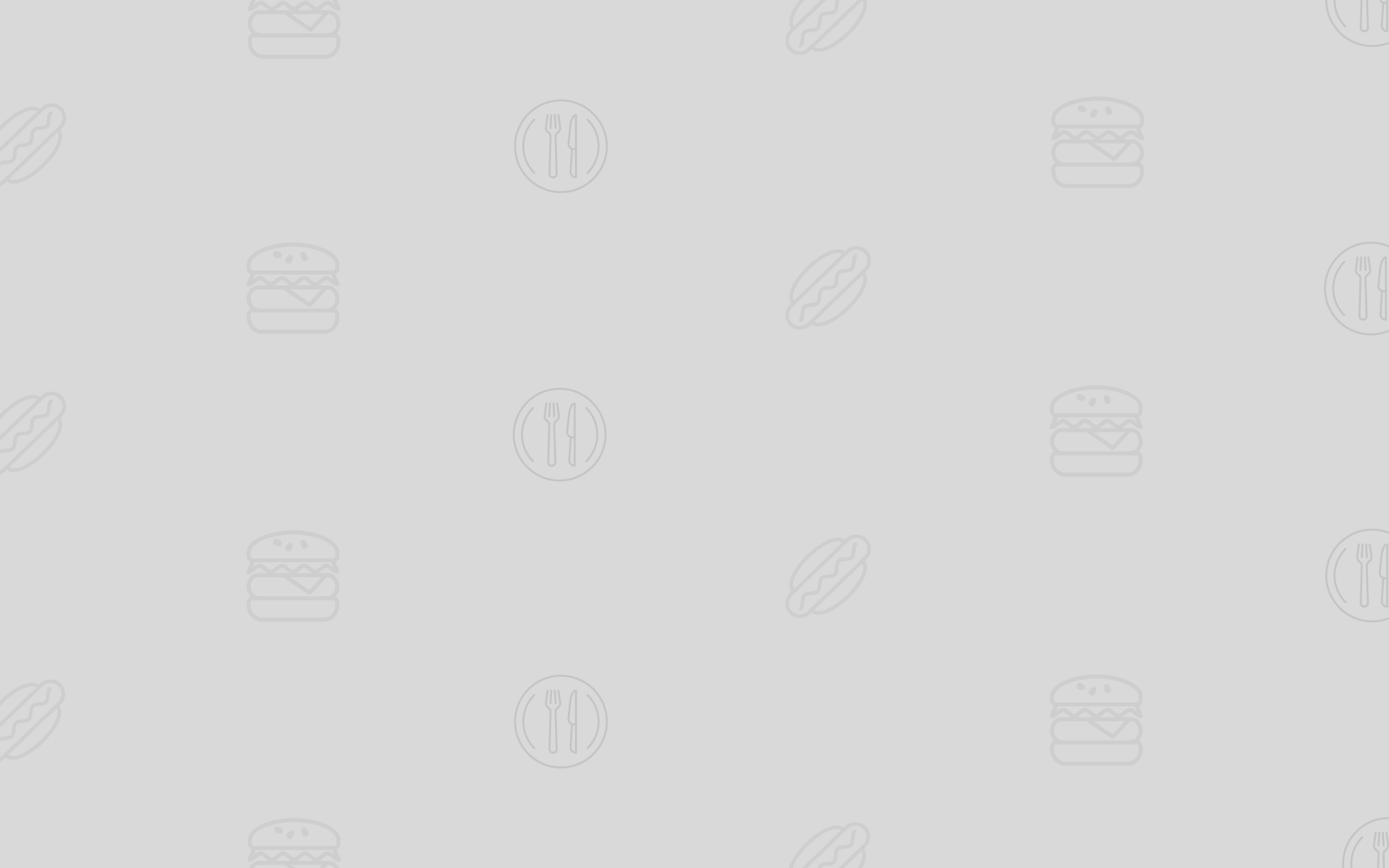 Viele kleine Hotdog-, Burger- und Besteck-Icons auf einem hellgrauen Hintergrund